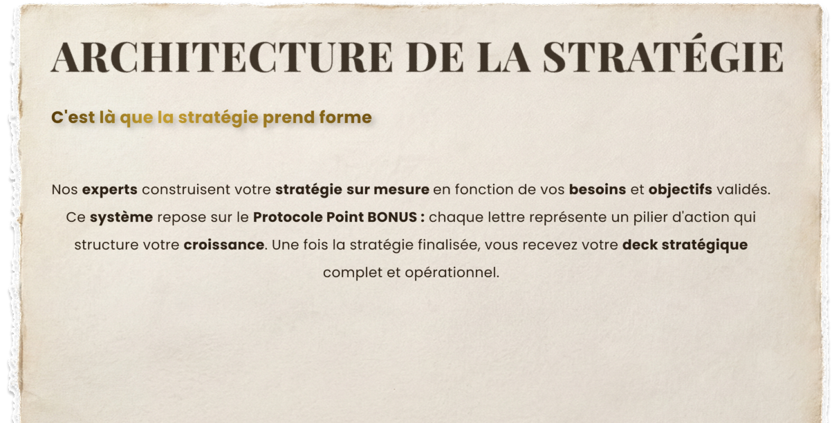 Architecture de la Stratégie Point Bonus — personal branding et marketing digital
